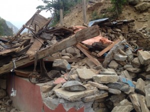 Rubble from the earthquake in Nepal