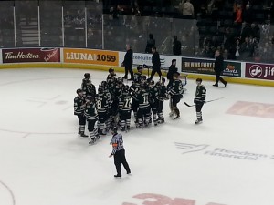 London celebrates after taking game one 