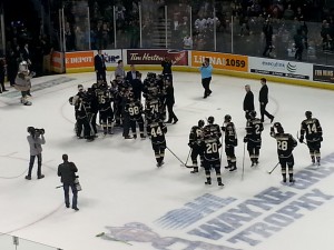 Knights celebrate after taking Western Conference Finals 